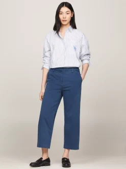 Spodnie*Tommy Hilfiger Chinosy O Luźnym, Skróconym Prostym Kroju FOSSIL BLUE
