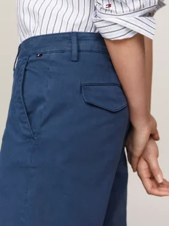 Spodnie*Tommy Hilfiger Chinosy O Luźnym, Skróconym Prostym Kroju FOSSIL BLUE