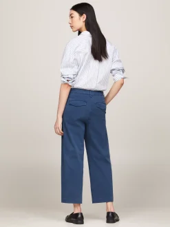 Spodnie*Tommy Hilfiger Chinosy O Luźnym, Skróconym Prostym Kroju FOSSIL BLUE