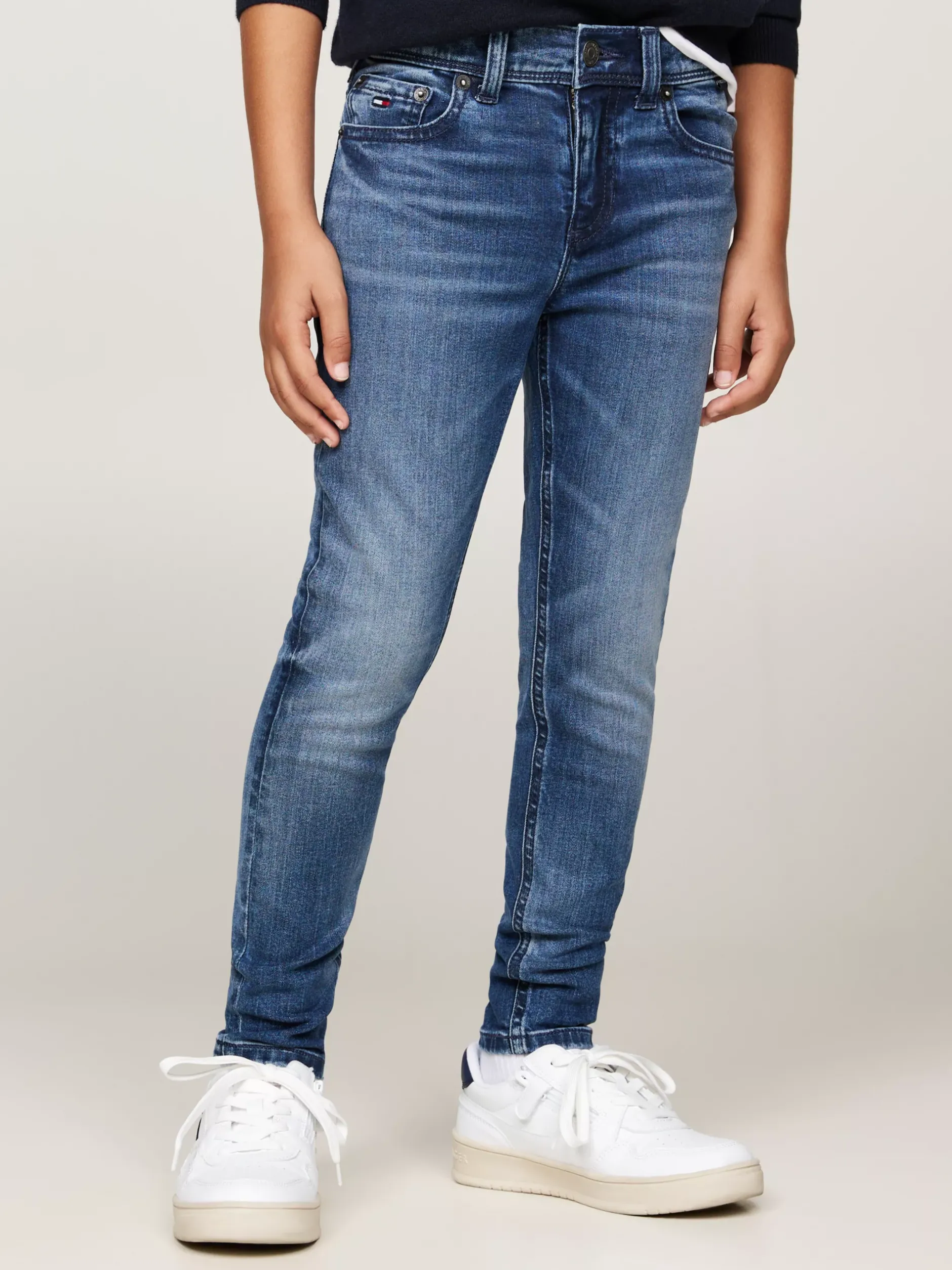 Jeansy*Tommy Hilfiger Ciemnoniebieskie Jeansy Z Efektem Wyblaknięcia MID BLUE
