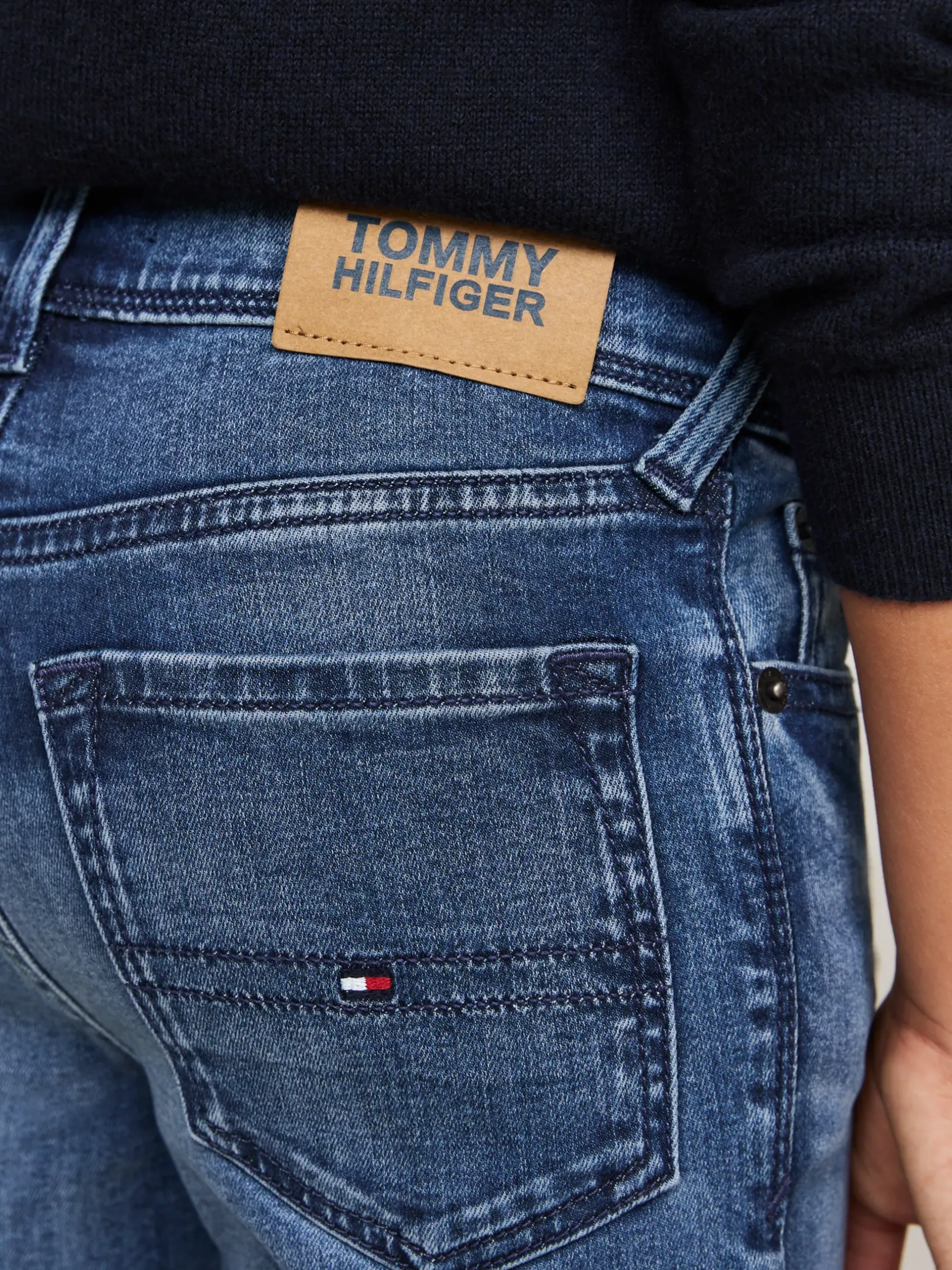 Jeansy*Tommy Hilfiger Ciemnoniebieskie Jeansy Z Efektem Wyblaknięcia MID BLUE