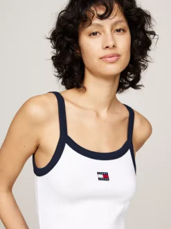 T-Shirty*Tommy Hilfiger Crop Top Bez Rękawów Z Naszywką Tommy WHITE