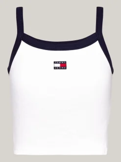 T-Shirty*Tommy Hilfiger Crop Top Bez Rękawów Z Naszywką Tommy WHITE