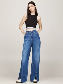T-Shirty*Tommy Hilfiger Crop Top Z Wycięciem Z Tyłu BLACK