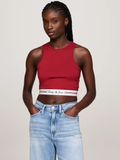 T-Shirty*Tommy Hilfiger Crop Top Z Wycięciem Z Tyłu REGATTA RED