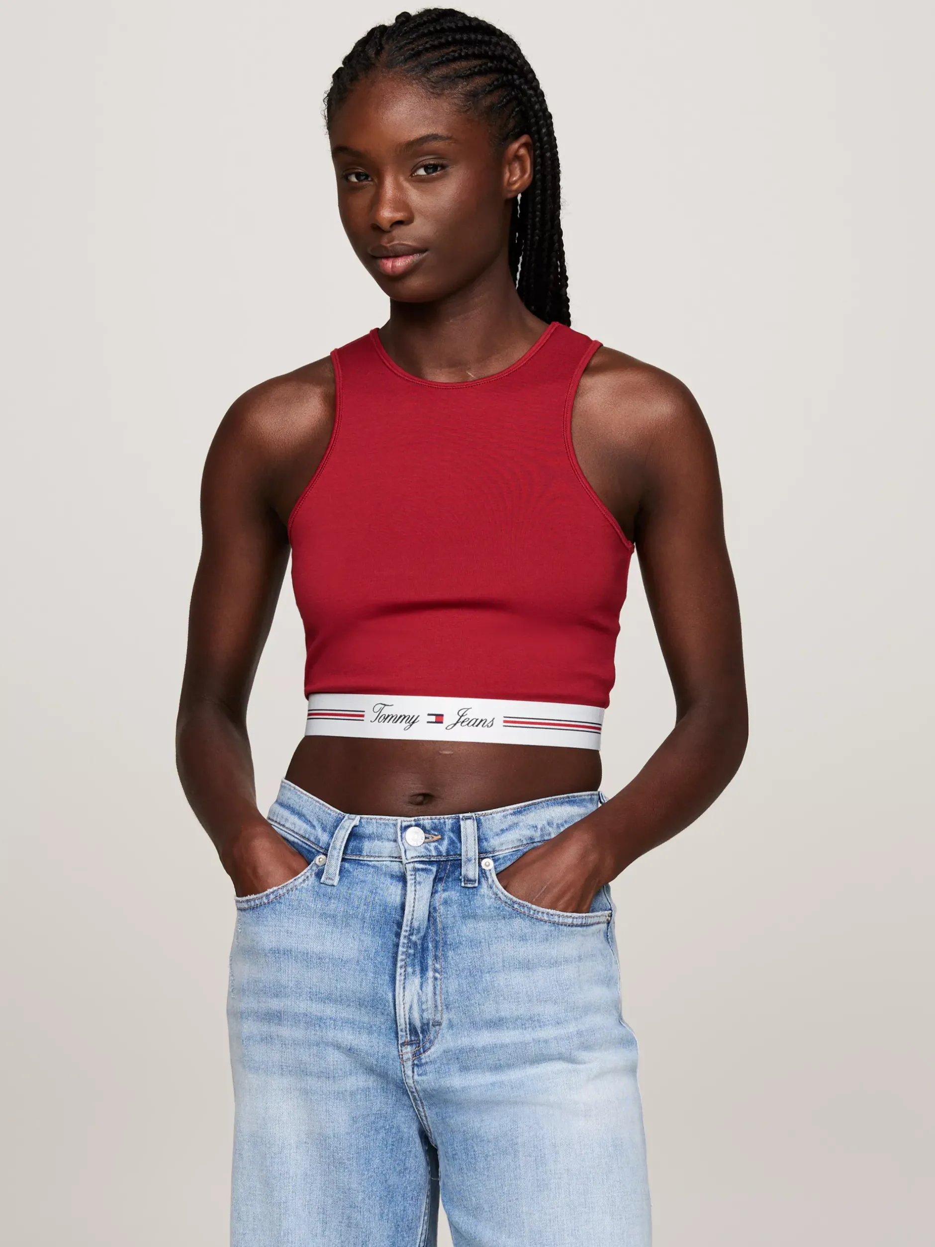 T-Shirty*Tommy Hilfiger Crop Top Z Wycięciem Z Tyłu REGATTA RED