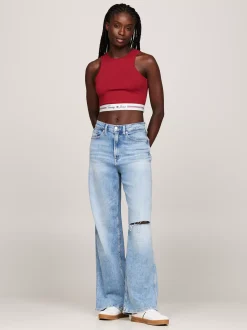 T-Shirty*Tommy Hilfiger Crop Top Z Wycięciem Z Tyłu REGATTA RED