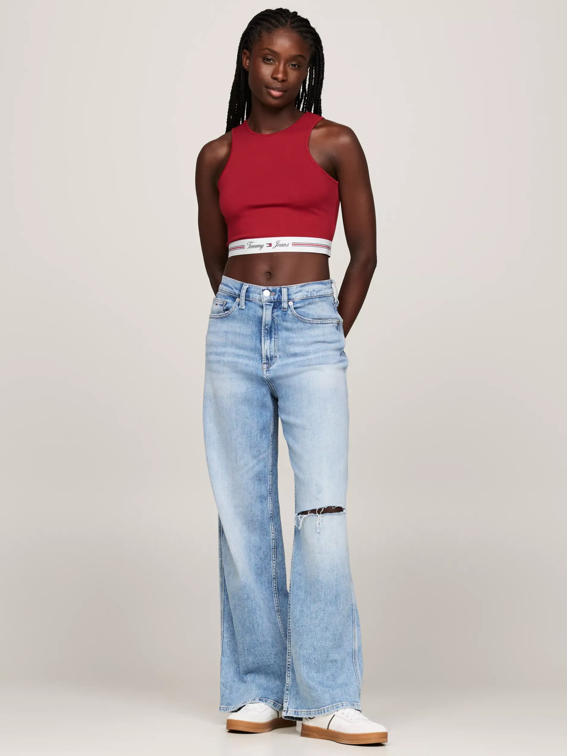 T-Shirty*Tommy Hilfiger Crop Top Z Wycięciem Z Tyłu REGATTA RED