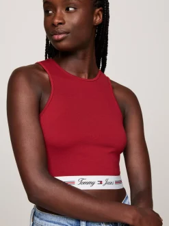 T-Shirty*Tommy Hilfiger Crop Top Z Wycięciem Z Tyłu REGATTA RED