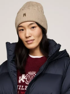 Czapki|Czapki I Szaliki*Tommy Hilfiger Czapka Beanie Z Monogramem TH BEIGE