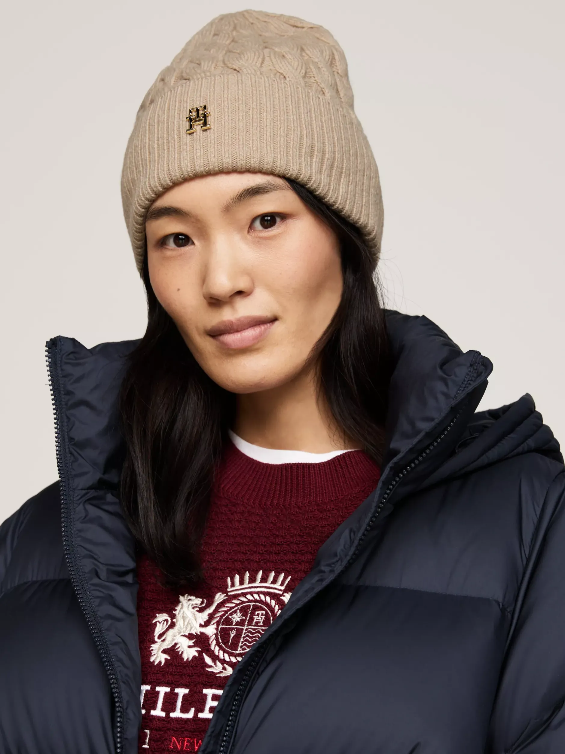 Czapki|Czapki I Szaliki*Tommy Hilfiger Czapka Beanie Z Monogramem TH BEIGE