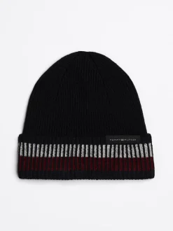 Czapki|Czapki I Szaliki*Tommy Hilfiger Czapka Typu Beanie Corporate Z Mieszanki Wełny BLACK