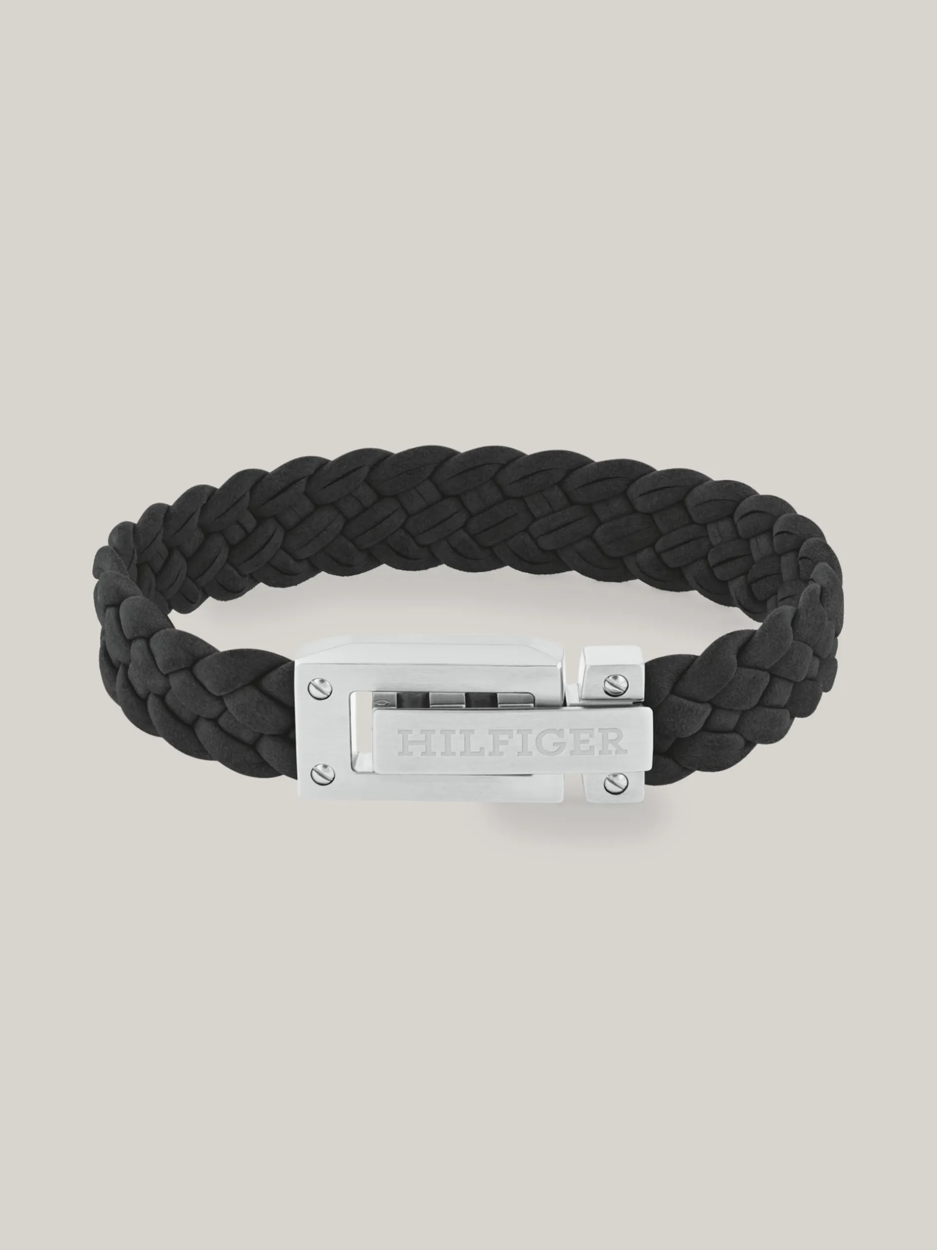 Biżuteria & Spinki Do Mankietów*Tommy Hilfiger Czarna Skórzana Bransoletka Pleciona BLACK