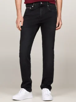 Jeansy*Tommy Hilfiger Czarne Jeansy Bleecker TH Flex O Wąskim Kroju CROW BLACK