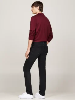 Jeansy*Tommy Hilfiger Czarne Jeansy Bleecker TH Flex O Wąskim Kroju CROW BLACK