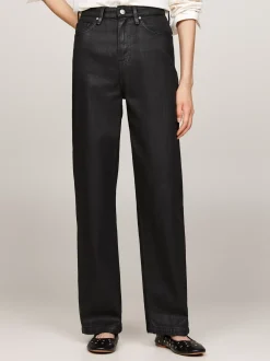Jeansy*Tommy Hilfiger Czarne Jeansy Z Wysokim Stanem O Luźnym Kroju BLACK COATED