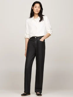 Jeansy*Tommy Hilfiger Czarne Jeansy Z Wysokim Stanem O Luźnym Kroju BLACK COATED