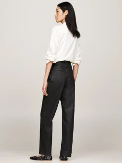 Jeansy*Tommy Hilfiger Czarne Jeansy Z Wysokim Stanem O Luźnym Kroju BLACK COATED