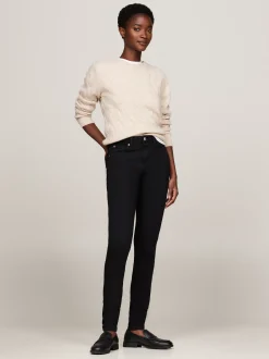 Jeansy*Tommy Hilfiger Czarne Obcisłe Jeansy Como Ze średnim Stanem BLACK