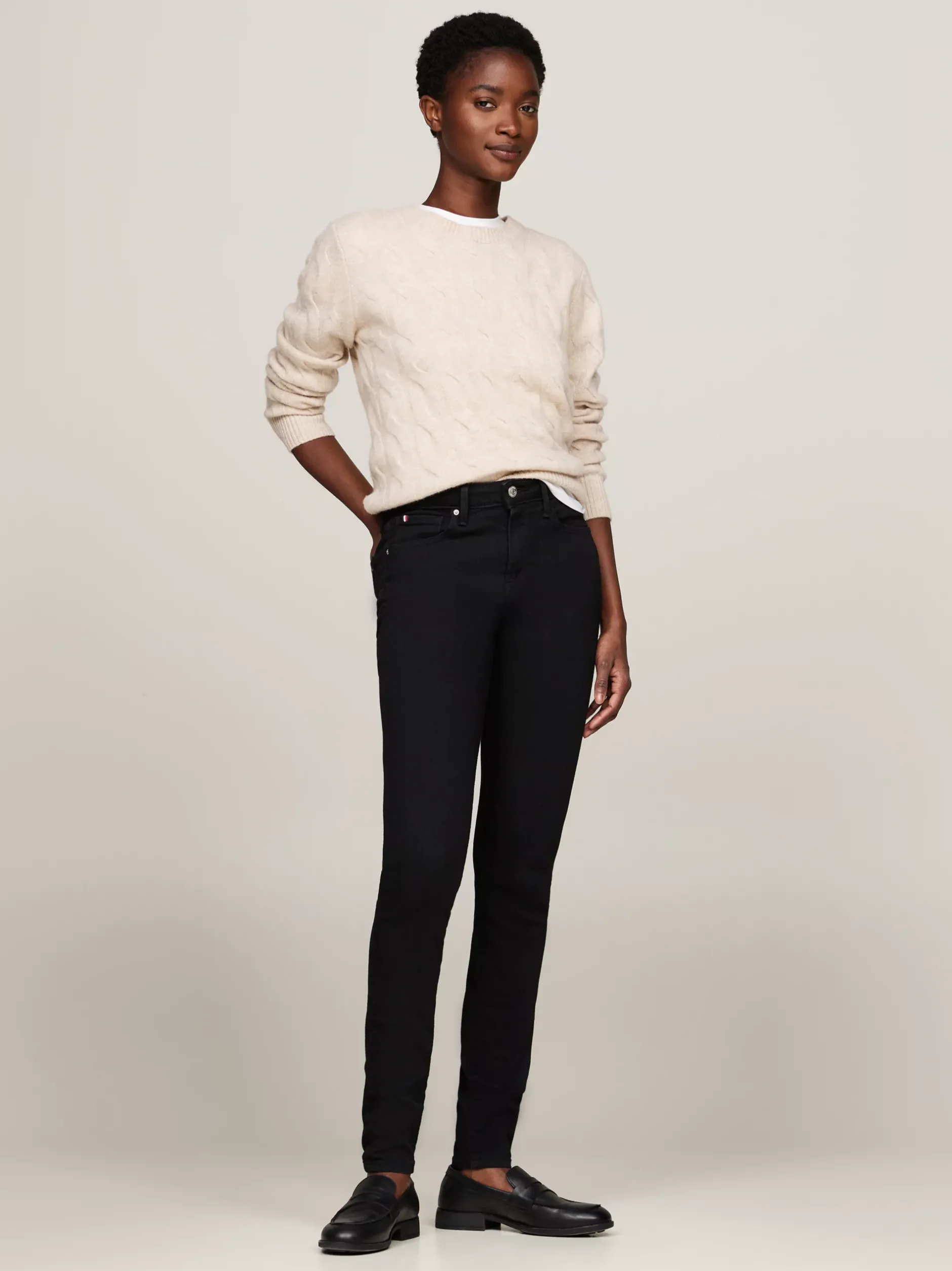Jeansy*Tommy Hilfiger Czarne Obcisłe Jeansy Como Ze średnim Stanem BLACK