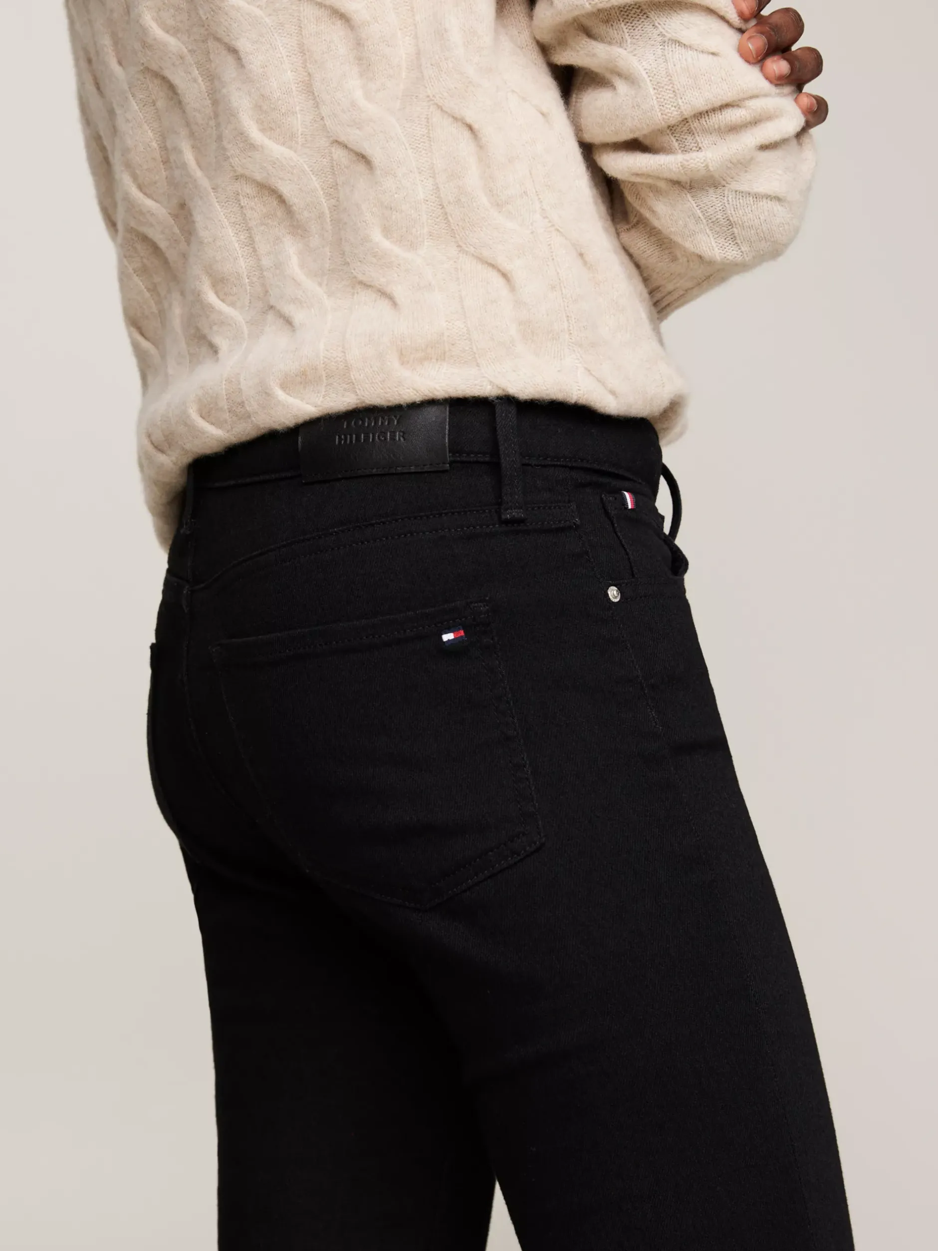 Jeansy*Tommy Hilfiger Czarne Obcisłe Jeansy Como Ze średnim Stanem BLACK