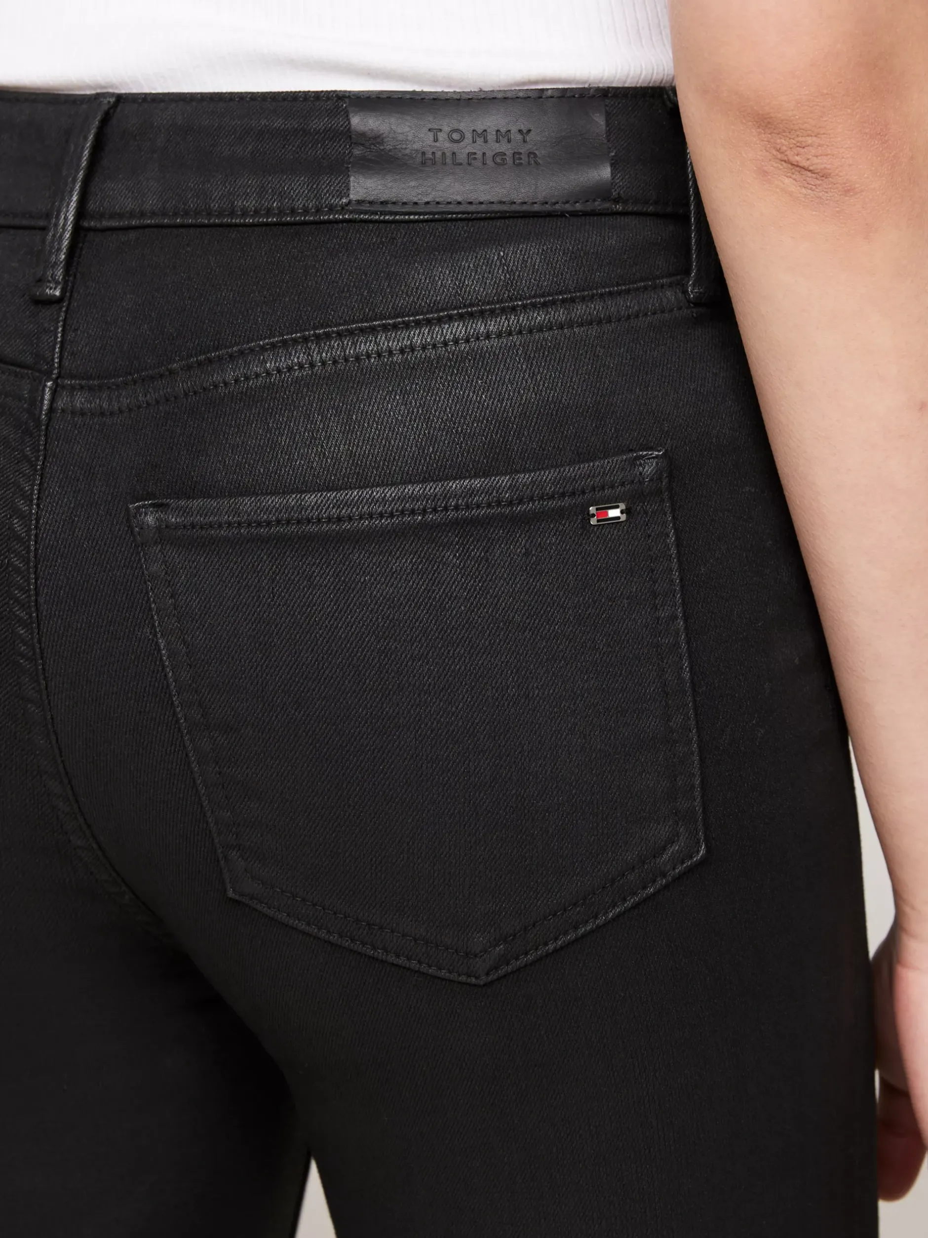 Jeansy*Tommy Hilfiger Czarne Obcisłe Jeansy Como Z Wysokim Stanem BLACK COATED