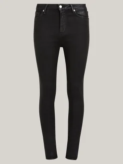 Jeansy*Tommy Hilfiger Czarne Obcisłe Jeansy Como Z Wysokim Stanem BLACK COATED