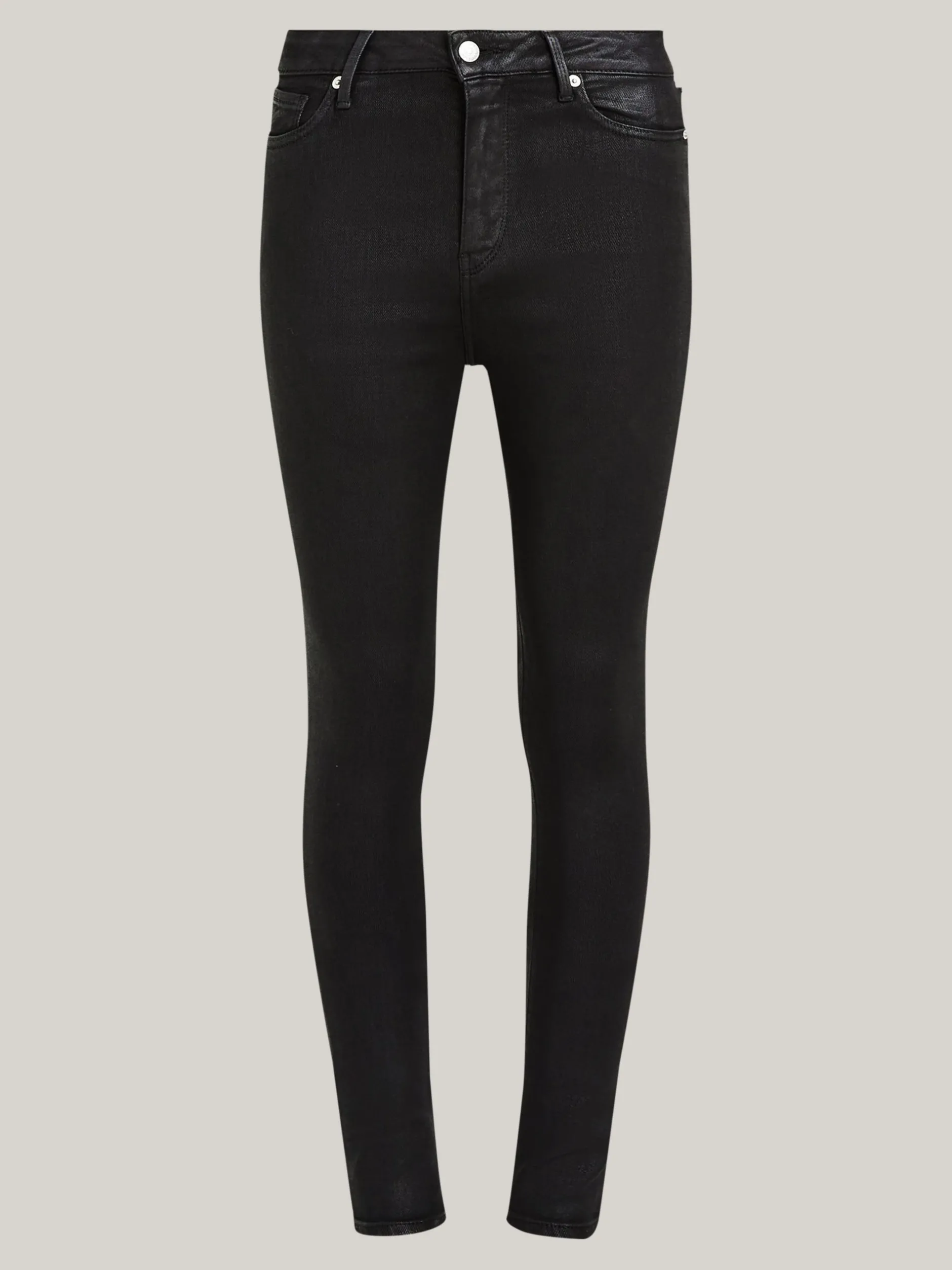 Jeansy*Tommy Hilfiger Czarne Obcisłe Jeansy Como Z Wysokim Stanem BLACK COATED