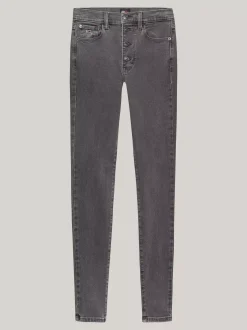 Jeansy*Tommy Hilfiger Czarne Obcisłe Jeansy Sylvia Z Wysokim Stanem DENIM BLACK