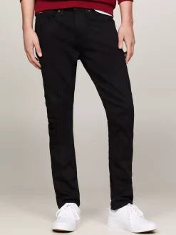 Jeansy*Tommy Hilfiger Czarne Wąskie Jeansy Ze Zwężanymi Nogawkami NEW BLACK STRETCH