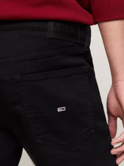 Jeansy*Tommy Hilfiger Czarne Wąskie Jeansy Ze Zwężanymi Nogawkami NEW BLACK STRETCH
