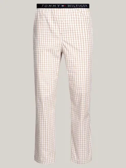 Piżamy*Tommy Hilfiger Dół Od Piżamy TH Original Z Logo GINGHAM BEIGE
