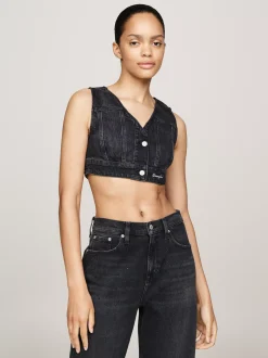 T-Shirty*Tommy Hilfiger Denimowa Kamizelka O Skróconym Kroju DENIM BLACK