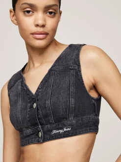 T-Shirty*Tommy Hilfiger Denimowa Kamizelka O Skróconym Kroju DENIM BLACK