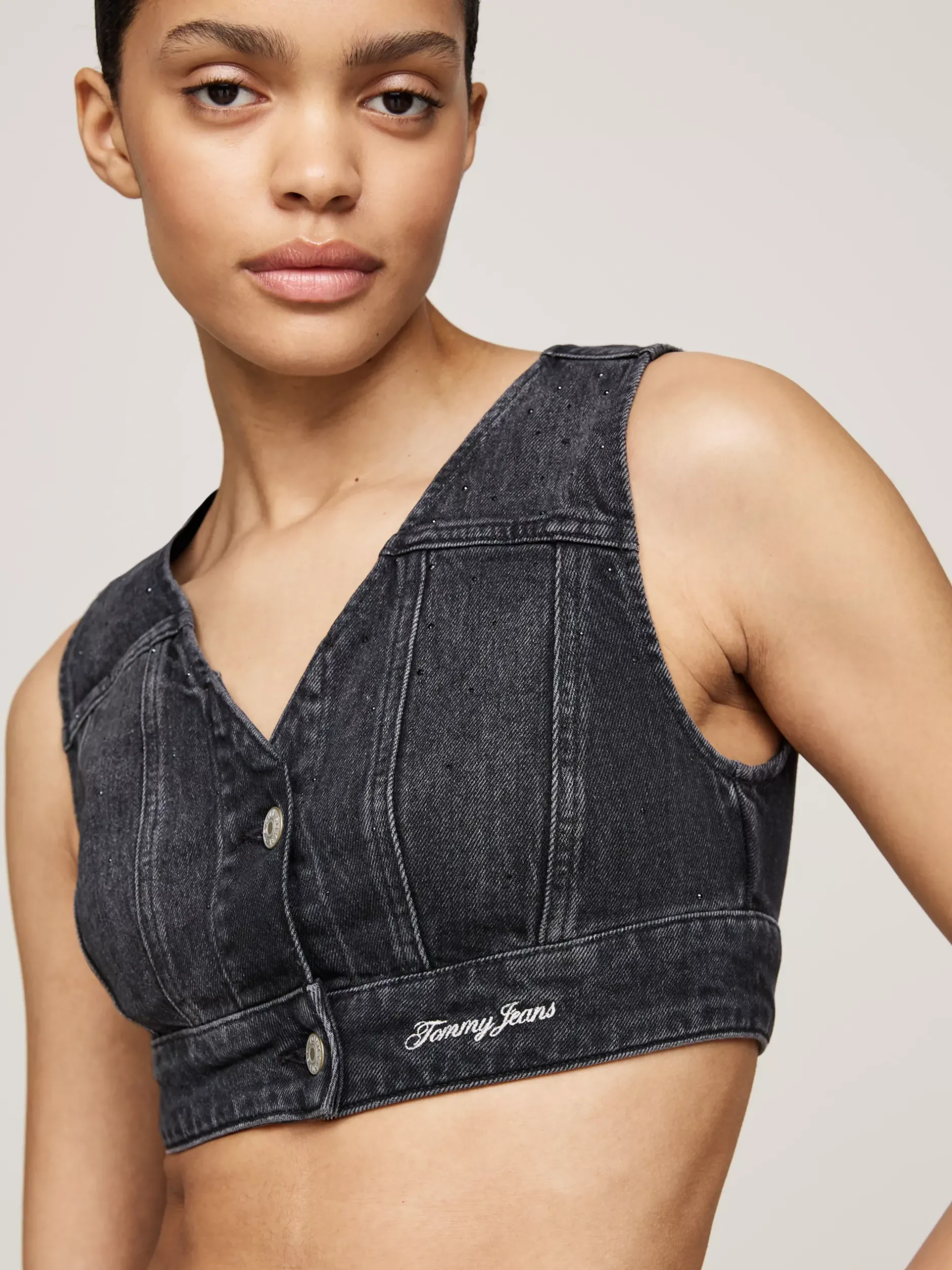 T-Shirty*Tommy Hilfiger Denimowa Kamizelka O Skróconym Kroju DENIM BLACK