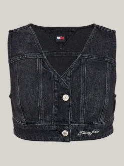 T-Shirty*Tommy Hilfiger Denimowa Kamizelka O Skróconym Kroju DENIM BLACK