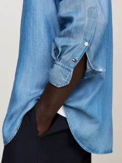 Koszule*Tommy Hilfiger Denimowa Koszula Smart Casual O Wąskim Kroju MEDIUM INDIGO