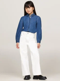 Topy I T-Shirty*Tommy Hilfiger Denimowa Koszula Z Bufkami DARK DENIM