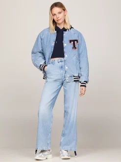 Kurtki & Płaszcze*Tommy Hilfiger Denimowa Kurtka Letterman W Uczelnianym Stylu DENIM LIGHT