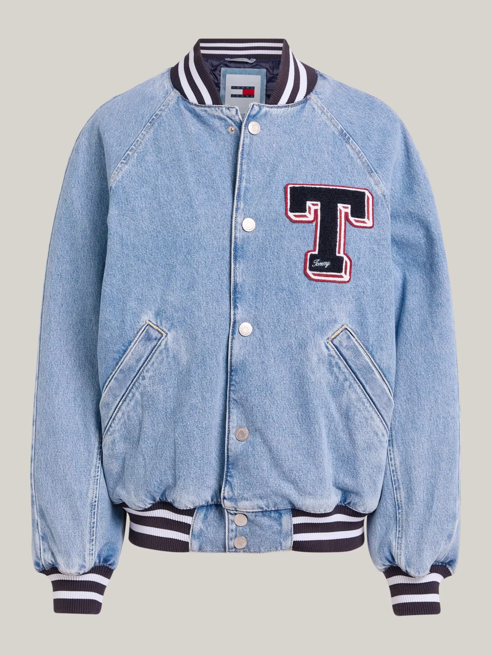 Kurtki & Płaszcze*Tommy Hilfiger Denimowa Kurtka Letterman W Uczelnianym Stylu DENIM LIGHT