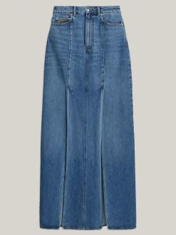 Spódnice*Tommy Hilfiger Denimowa Spódnica Midi Z Zakładkami WASHED BLUE