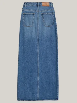 Spódnice*Tommy Hilfiger Denimowa Spódnica Midi Z Zakładkami WASHED BLUE