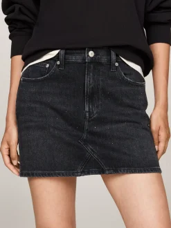 Spódnice*Tommy Hilfiger Denimowa Spódnica Mini Ze średnim Stanem DENIM BLACK