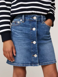 Spodnie, Szorty I Spódnice*Tommy Hilfiger Denimowa Spódnica Na Guziki STREAKYBLUE