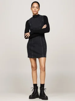 Sukienki*Tommy Hilfiger Denimowa Sukienka Mini O Fasonie Bodycon DENIM BLACK