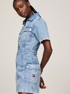 Sukienki*Tommy Hilfiger Denimowa Sukienka Mini Z Zapięciem Na Zamek DENIM MEDIUM