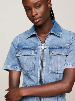 Sukienki*Tommy Hilfiger Denimowa Sukienka Mini Z Zapięciem Na Zamek DENIM MEDIUM