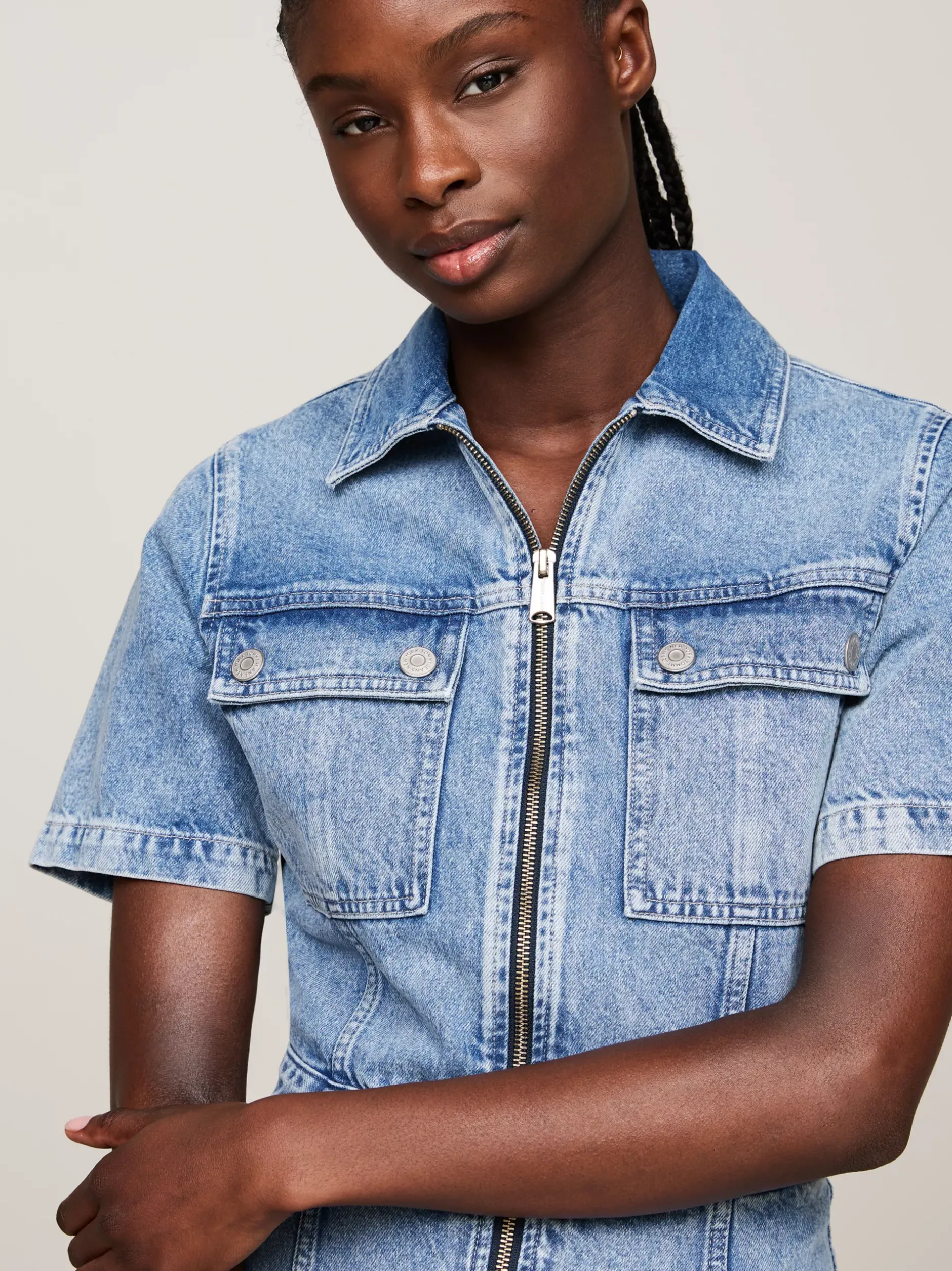 Sukienki*Tommy Hilfiger Denimowa Sukienka Mini Z Zapięciem Na Zamek DENIM MEDIUM
