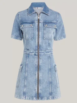 Sukienki*Tommy Hilfiger Denimowa Sukienka Mini Z Zapięciem Na Zamek DENIM MEDIUM