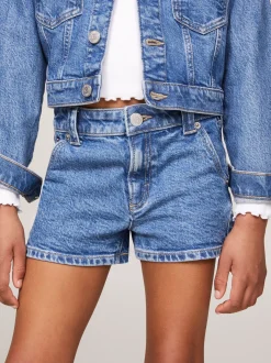 Spodnie, Szorty I Spódnice*Tommy Hilfiger Denimowe Szorty O Kroju Girlfriend MIDSALTPEPPER